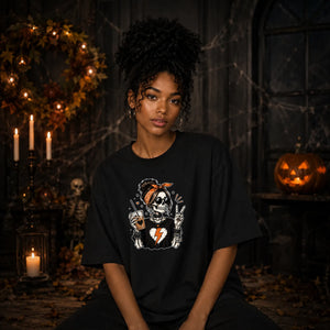 Coffee lover skeleton graphic Halloween Oversized t-shirt