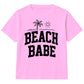 Cool Beach Babe Palm Tree Summer Slogan Kids T-Shirt
