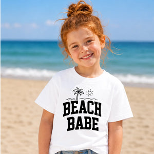 Cool Beach Babe Palm Tree Summer Slogan Kids T-Shirt
