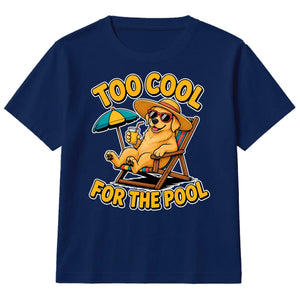 Cool Dog Lounging Too Cool For The Pool Summer Kids T-Shirt