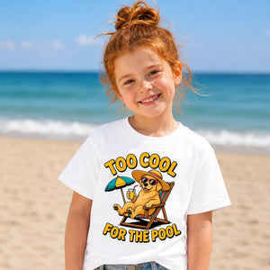 Cool Dog Lounging Too Cool For The Pool Summer Kids T-Shirt