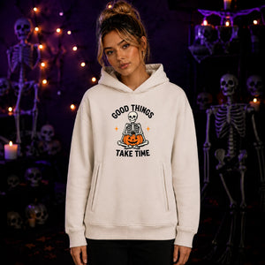 Cool meditating skeleton quote Halloween Oversized Hoodie