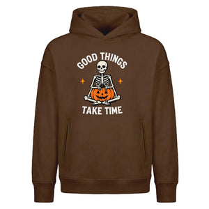Cool meditating skeleton quote Halloween Oversized Hoodie