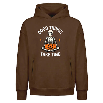 Cool meditating skeleton quote Halloween Oversized Hoodie