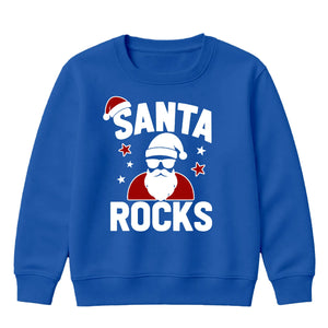 Cool Santa Rocks Shades Graphic Christmas Kids Sweatshirt