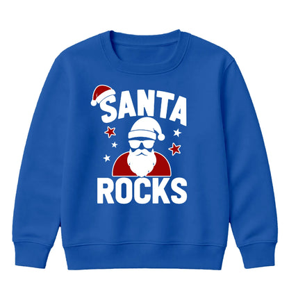 Cool Santa Rocks Shades Graphic Christmas Kids Sweatshirt