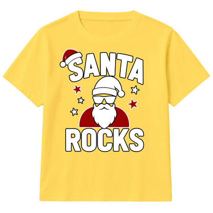 Cool Santa Rocks Sunglasses Graphic Christmas Kids T-Shirt