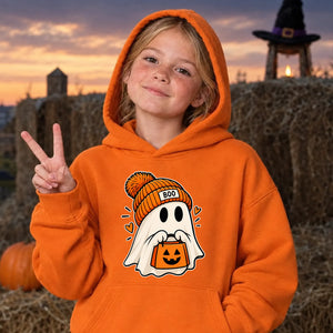 Cosy bobble hat ghost trick or treat Halloween Kids Hoodie
