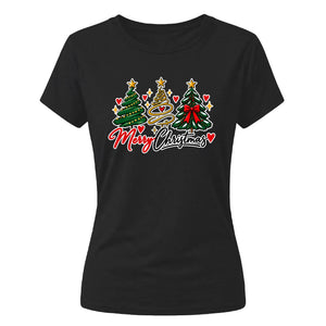 Cosy festive holiday tree print Christmas Ladies T-Shirt