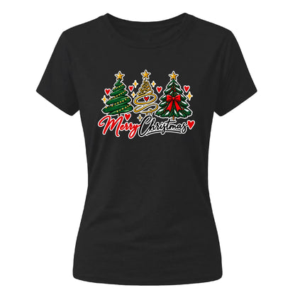 Cosy festive holiday tree print Christmas Ladies T-Shirt