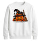 Cosy Spooky Witch Pumpkin Cat Halloween Unisex Sweatshirt