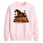 Cosy Spooky Witch Pumpkin Cat Halloween Unisex Sweatshirt