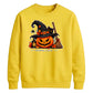 Cosy Spooky Witch Pumpkin Cat Halloween Unisex Sweatshirt