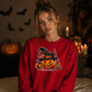 Cosy Spooky Witch Pumpkin Cat Halloween Unisex Sweatshirt