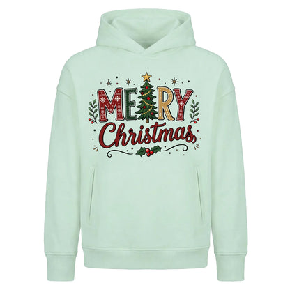 Cozy Festive Tree Typography Christmas Oversized Hoodie
