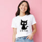 Crazy Fluffy Feline Im Fine Slogan Motif ladies fit T-Shirt