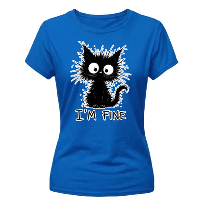 Crazy Fluffy Feline Im Fine Slogan Motif ladies fit T-Shirt