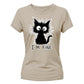 Crazy Fluffy Feline Im Fine Slogan Motif ladies fit T-Shirt