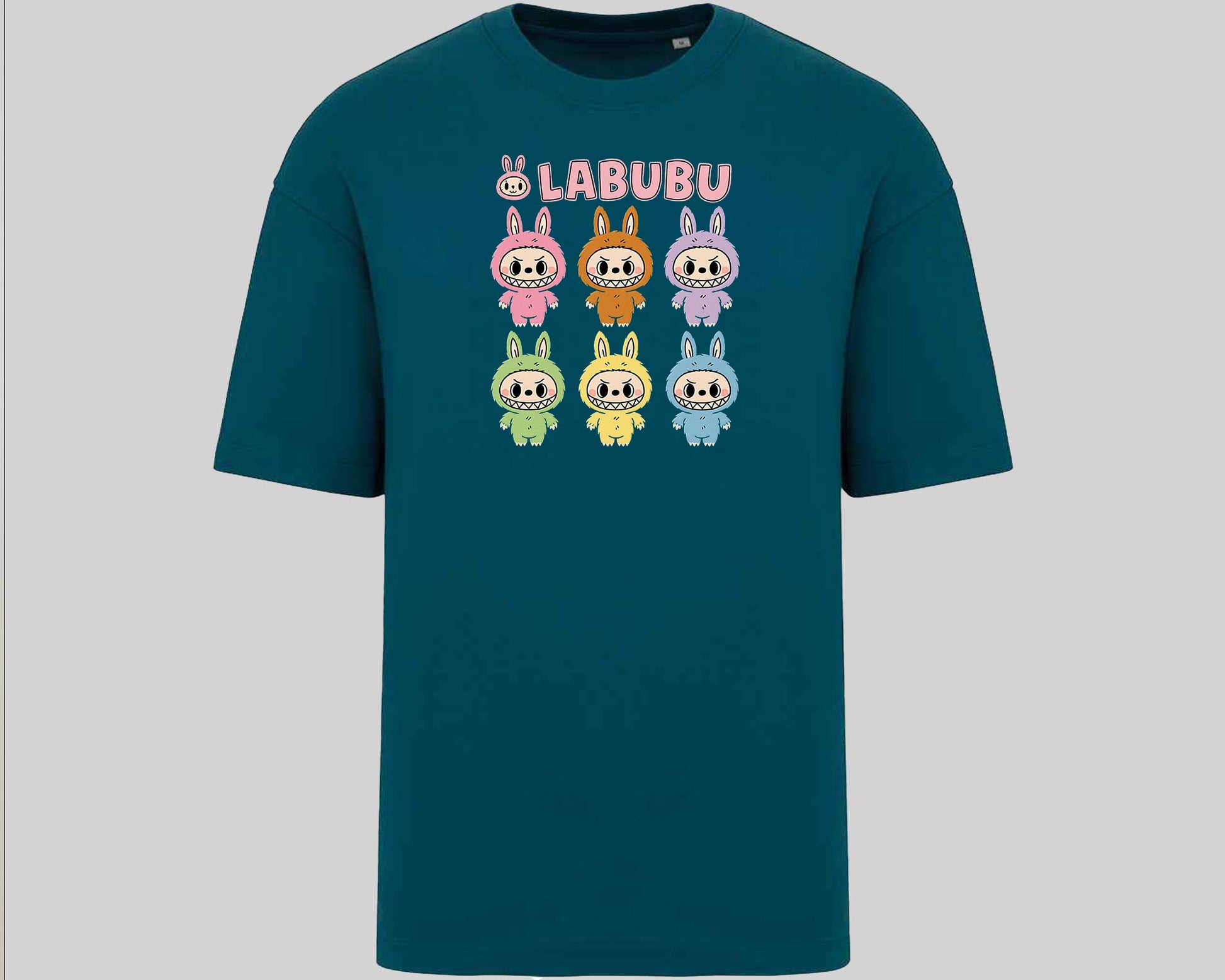 Labubu Native Spirit Graphic T-Shirt, Oversized Urban Streetwear Tee, 100% Organic Cotton, Unisex Cartoon Design Top M8413