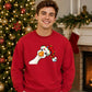 Curious holiday bird graphic Christmas Unisex Sweatshirt