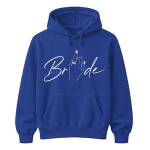 Cursive Hand Ring Illustration Design Bride Unisex Hoodie