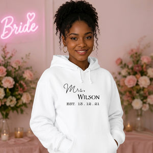 Custom Date Surname Graphic Pullover Bride Unisex Hoodie