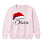 Custom festive name santa hat Christmas Kids Sweatshirt