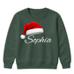Custom festive name santa hat Christmas Kids Sweatshirt