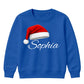 Custom festive name santa hat Christmas Kids Sweatshirt