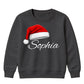 Custom festive name santa hat Christmas Kids Sweatshirt