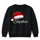 Custom festive name santa hat Christmas Kids Sweatshirt