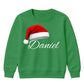 Custom festive name santa hat Christmas Kids Sweatshirt