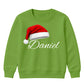 Custom festive name santa hat Christmas Kids Sweatshirt