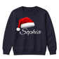 Custom festive name santa hat Christmas Kids Sweatshirt