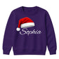 Custom festive name santa hat Christmas Kids Sweatshirt