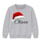 Custom festive name santa hat Christmas Kids Sweatshirt