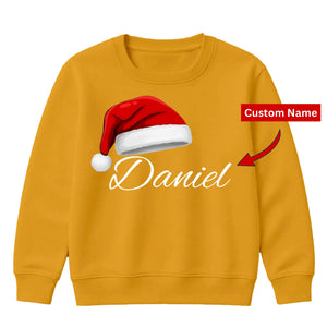 Custom festive name santa hat Christmas Kids Sweatshirt
