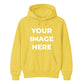 Custom image upload flexible placement trendy unisex hoodie