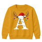 Custom initial reindeer light Christmas Kids Sweatshirt