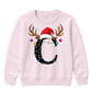 Custom initial reindeer light Christmas Kids Sweatshirt