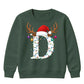 Custom initial reindeer light Christmas Kids Sweatshirt