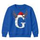 Custom initial reindeer light Christmas Kids Sweatshirt