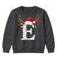 Custom initial reindeer light Christmas Kids Sweatshirt