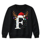 Custom initial reindeer light Christmas Kids Sweatshirt