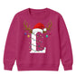 Custom initial reindeer light Christmas Kids Sweatshirt