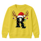 Custom initial reindeer light Christmas Kids Sweatshirt