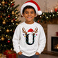 Custom initial reindeer light Christmas Kids Sweatshirt
