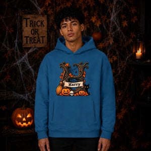 Custom initial tree name spooky Halloween Oversized Hoodie