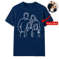 Custom Line Art Family Portrait Outline Unisex T-Shirt