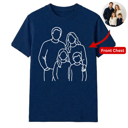 Custom Unisex Tshirt with Custom Photo Portrait Line Art